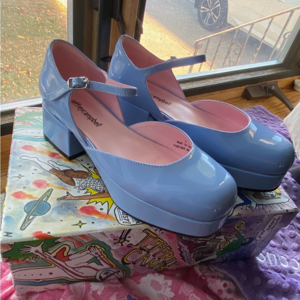 Jeffrey Campbell Discontinued Periwinkle Ecolier Platform Mary Janes